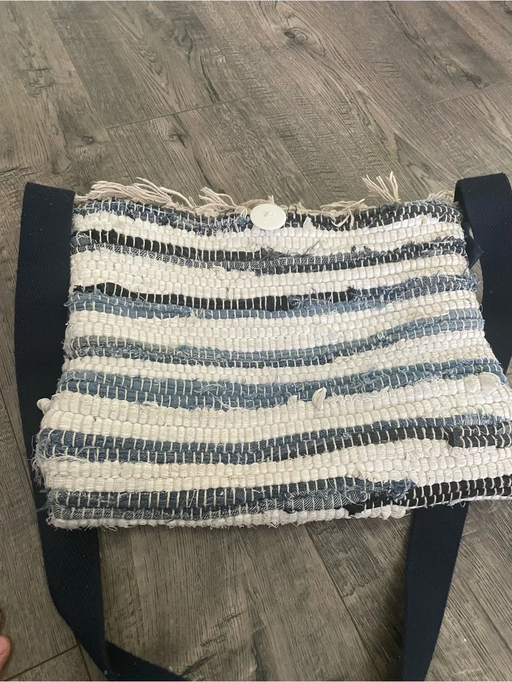 Woven Stripe Crossbody Bag - Navy & White
